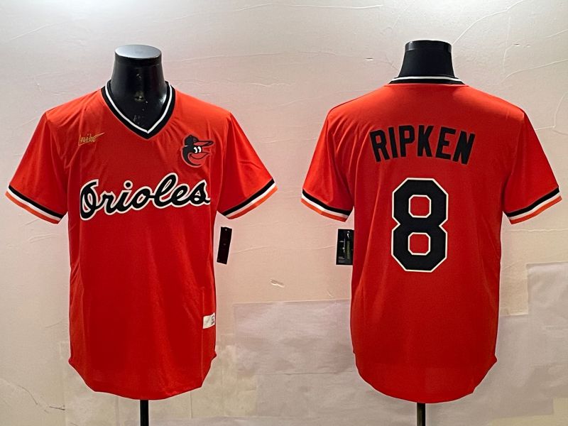 Men Baltimore Orioles #8 Ripken Orange Throwback Game 2025 Nike MLB Jersey style 1